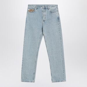 Gucci Sky Blue Jeans With Gg Fabric Insert Men
